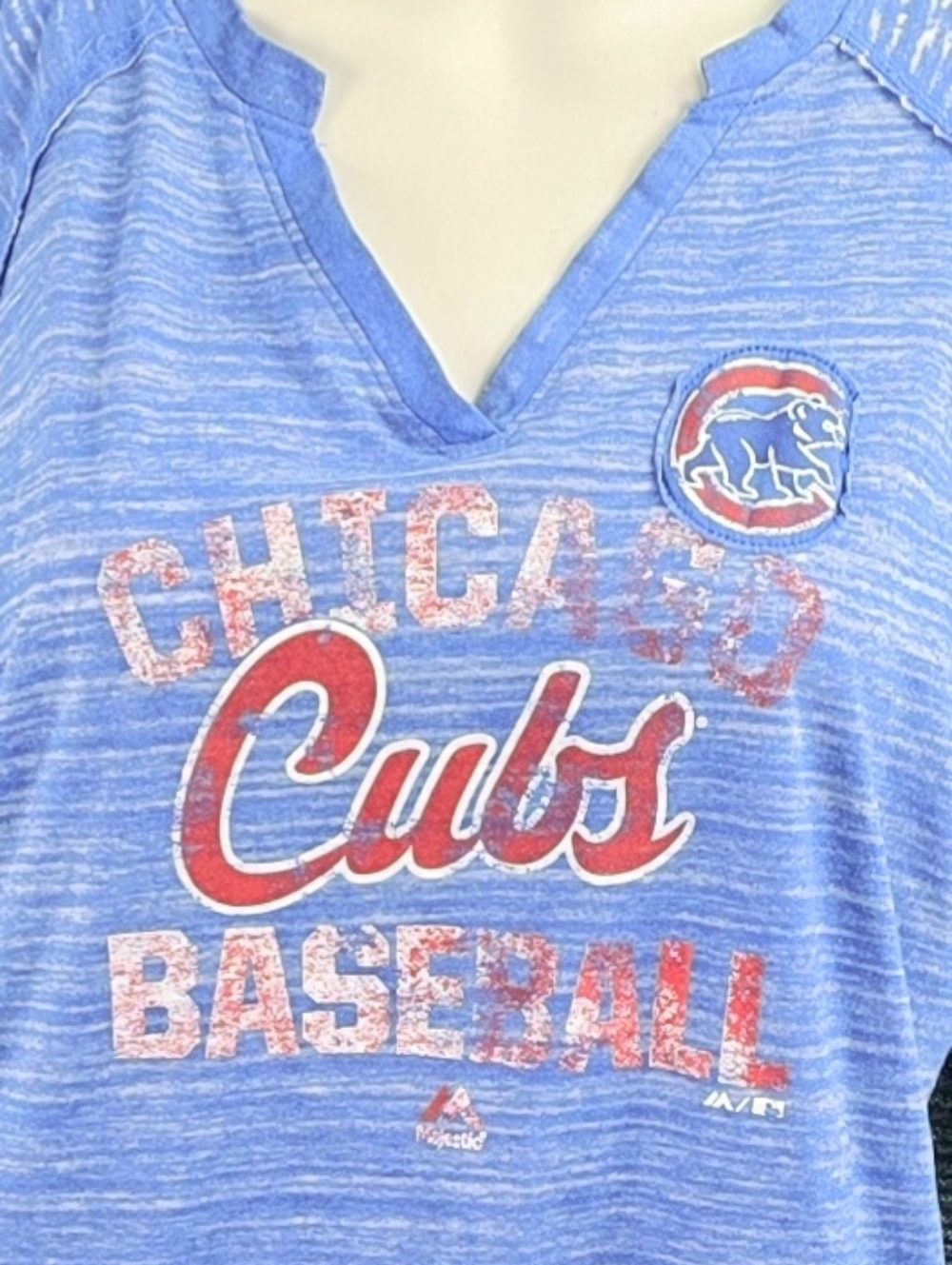 Majestic Brand Vintage Look Chicago Cubs Long Sleeve Tee For Kitty Rescue! - Picture 7 of 12